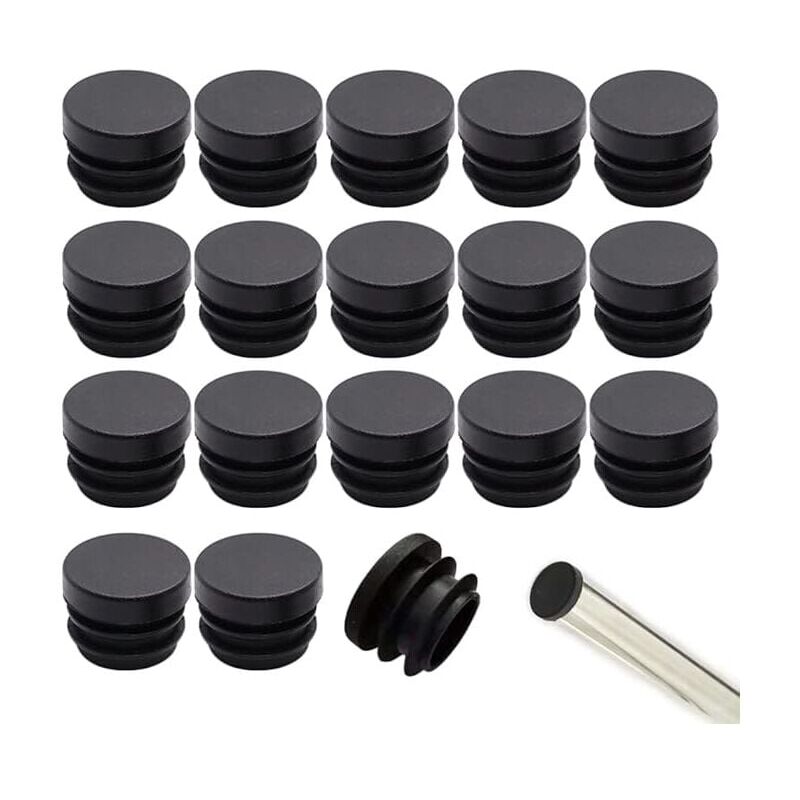 Groofoo - black chair caps 16mm 32pcs chair caps round plastic caps chair tube caps chair leg caps chair leg protection