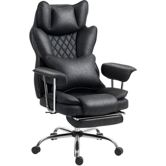 HOMCOM Office Chair, High Back Leathaire Desk Chair for Home, Black
