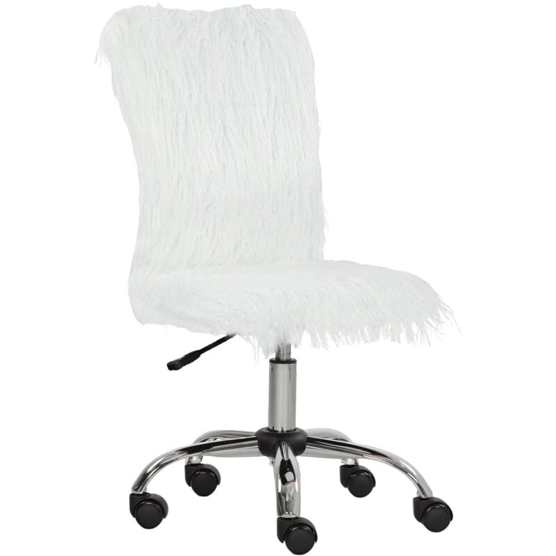 Homcom - Armless Makeup Vanity Chair, 360 Degree Swivel Computer Chair, White