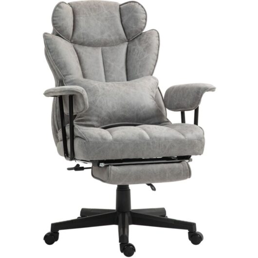 Homcom - Office Chair, Ergonomic Desk Chair with Foot Rest, Grey