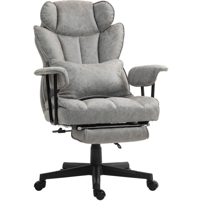 Homcom - Office Chair, Ergonomic Desk Chair with Foot Rest, Grey