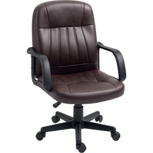Homcom - Swivel Executive Chair pu Leather Computer Desk Chair Office Furniture Dark brown