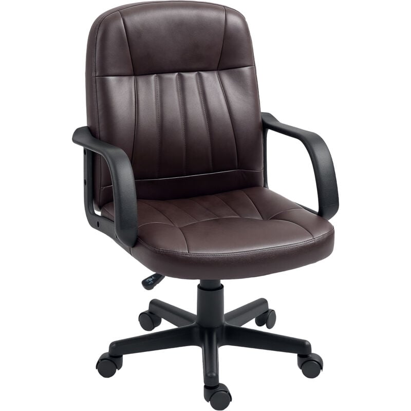 Homcom - Swivel Executive Chair pu Leather Computer Desk Chair Office Furniture Dark brown