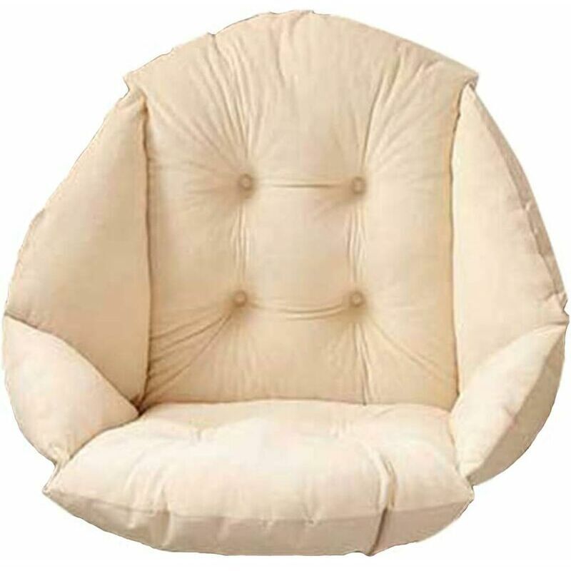 Ikodm - 40x40x48cm Chair Cushion with Backrest Seat Shell Armchair Velvet Soft Elastic Waterproof for Rattan Straw Chair Garden Beige - RWGaise de