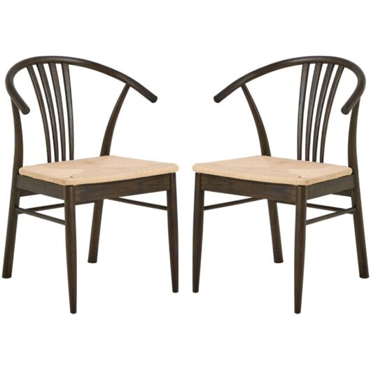 Ionia Off White Smoked Oak Rattan Dining Chairs In Pair