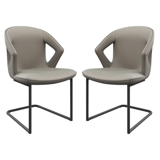 Kenosha Taupe Faux Leather Dining Chairs In Pair