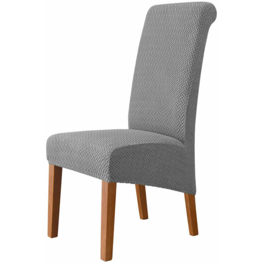 Large size stretch chair cover, 2 pieces removable washable calico chair cover for restaurant, hotel, banquet (Grey)
