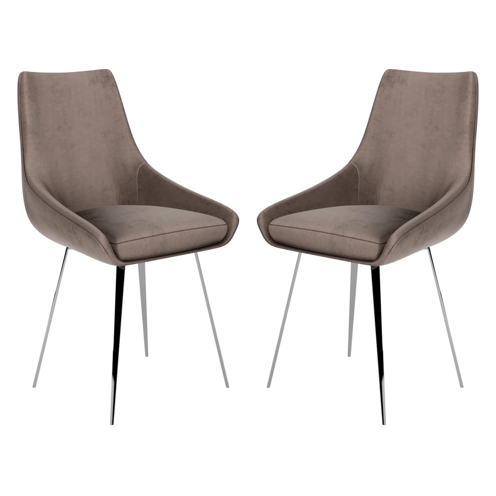 Levant Mink Velvet Dining Chairs In Pair