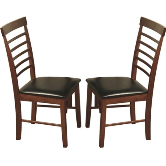 Marsic Dark Oak Wooden Dining Chairs With Leather Seat In Pair