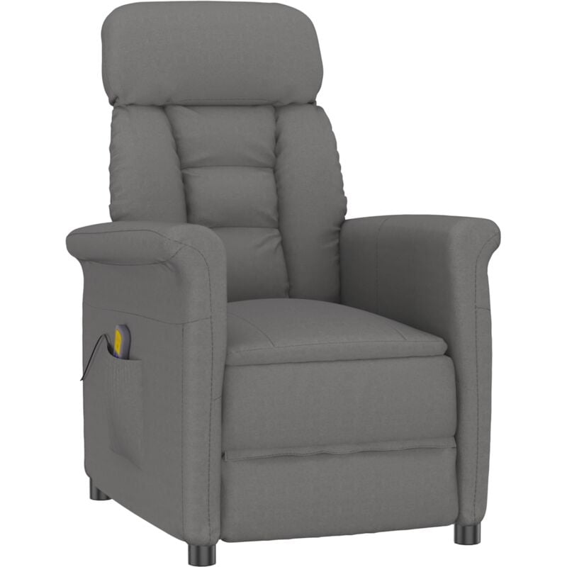 Massage Chair Dark Grey Microfibre Fabric vidaXL