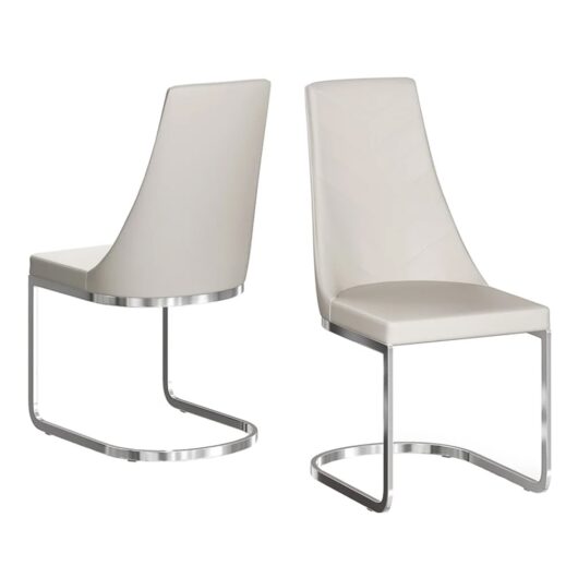 Miami Cream Faux Leather Dining Chairs In Pair