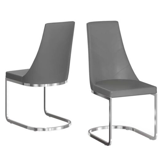 Miami Grey Faux Leather Dining Chairs In Pair