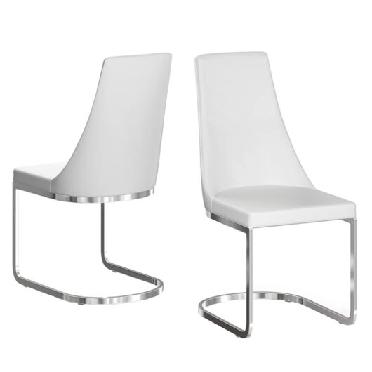 Miami White Faux Leather Dining Chairs In Pair