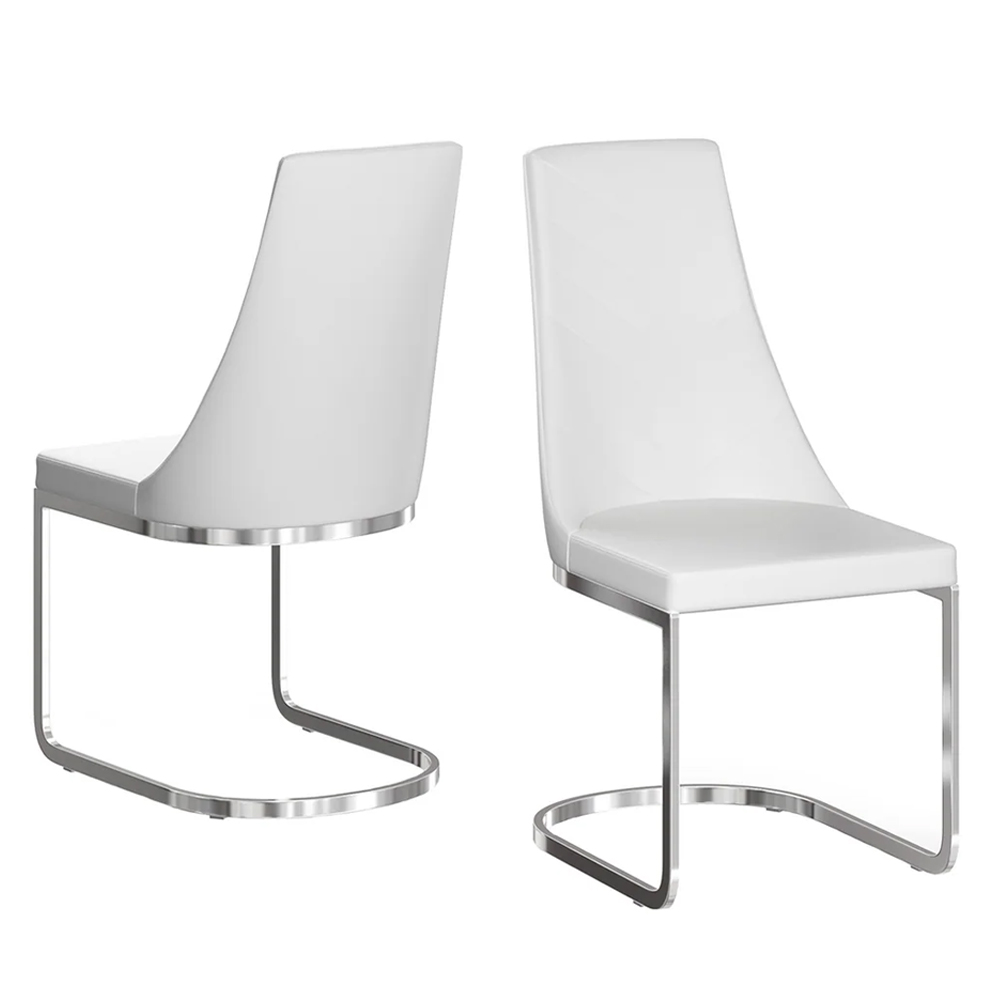 Miami White Faux Leather Dining Chairs In Pair