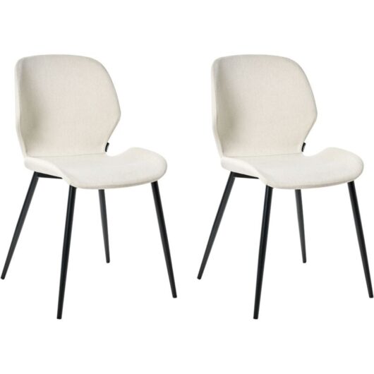 Modern Set of 2 Conference Chairs Polyester Upholstery Iron Legs Office Furniture Light Beige Holland