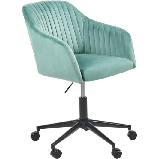 Modern Swivel Office Chair Armchair Adjustable Height Velvet Mint Green Venice