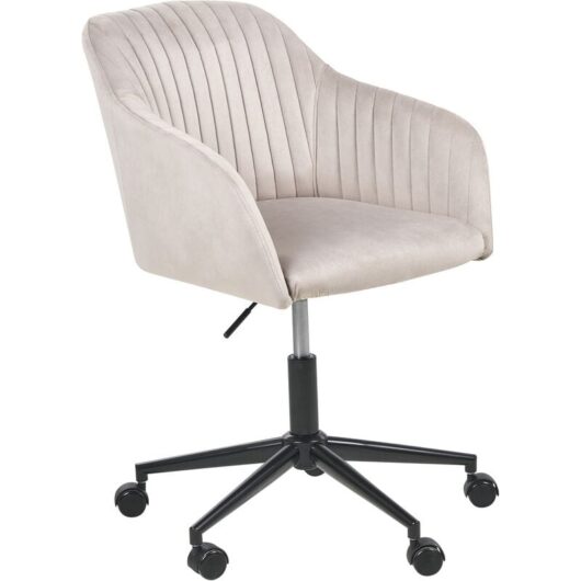 Modern Swivel Office Chair Armchair Adjustable Height Velvet Taupe Venice