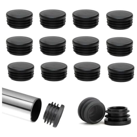 Mumu - 40pcs Round Wing Caps Chair Leg Protectors 22mm Plastic Round Caps Black Tube End Caps Furniture Glides Plastic Chair Caps Suitable for Chairs