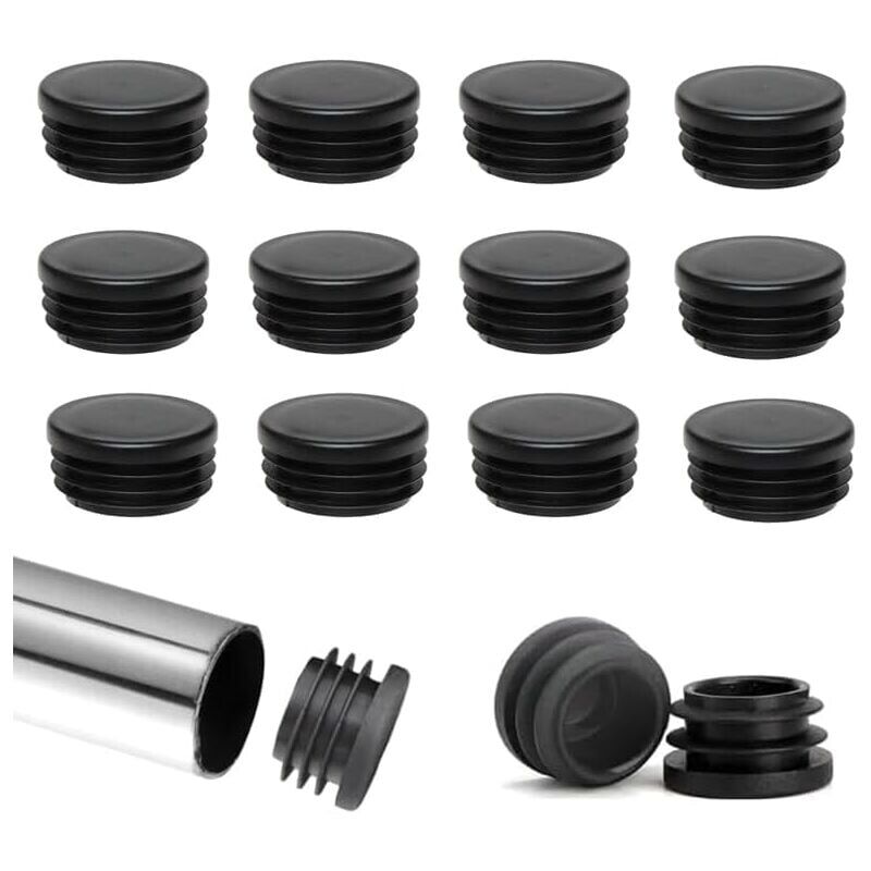 Mumu - 40pcs Round Wing Caps Chair Leg Protectors 22mm Plastic Round Caps Black Tube End Caps Furniture Glides Plastic Chair Caps Suitable for Chairs