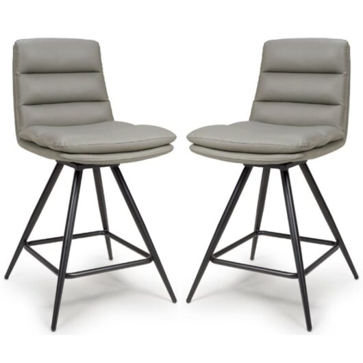 Novato Truffle Leather Counter Bar Chairs In Pair