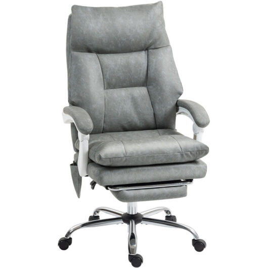 Office Chair with Adjustable Lumbar Support, Computer Chair, Grey - Homcom