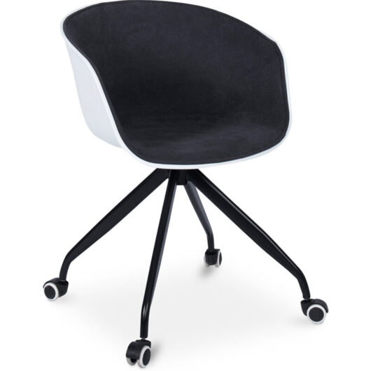 Office Chair with Armrests - Desk Chair with Castors - Black and White - Jodie Dark grey