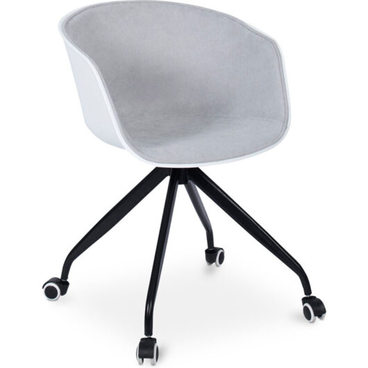 Office Chair with Armrests - Desk Chair with Castors - Black and White - Jodie Light grey