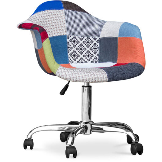 Office Chair with Armrests - Desk Chair with Wheels - Upholstered in Patchwork - Pixi Multicolour