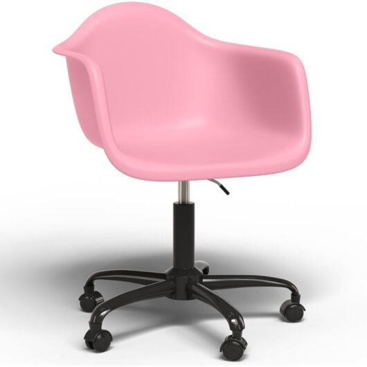 Office Chair with Armrests - Desk Chair with Wheels - Weston Black Frame Pink