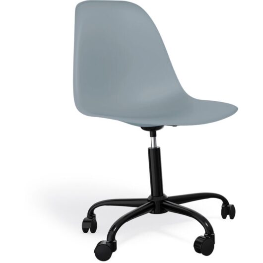 Office Chair with Armrests - Wheeled Desk Chair - Black Denisse Frame Light grey