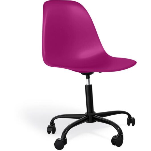 Office Chair with Armrests - Wheeled Desk Chair - Black Denisse Frame Mauve