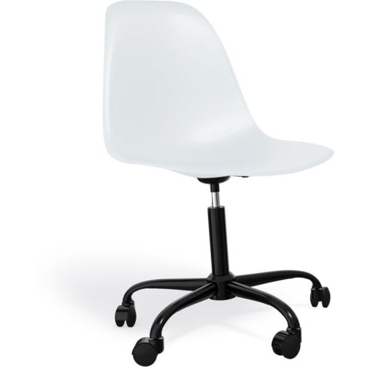 Office Chair with Armrests - Wheeled Desk Chair - Black Denisse Frame White