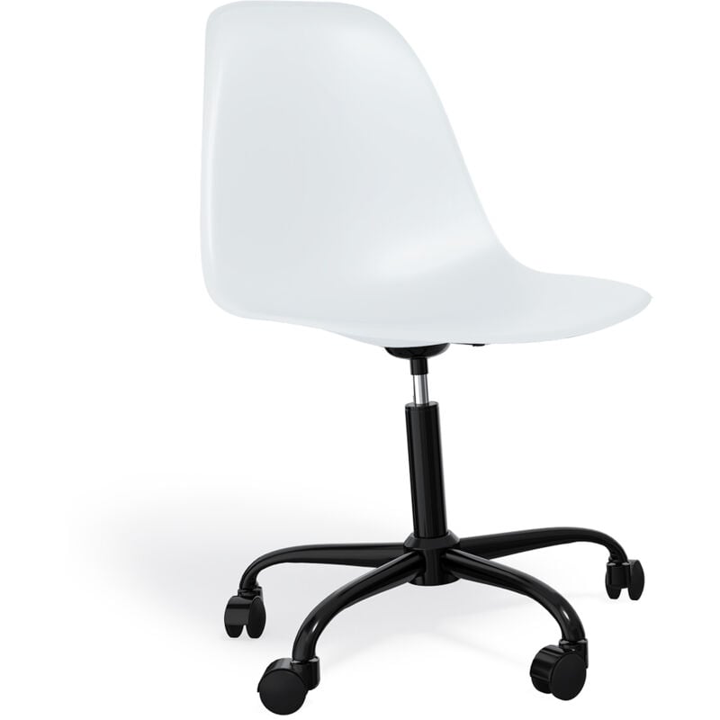 Office Chair with Armrests - Wheeled Desk Chair - Black Denisse Frame White