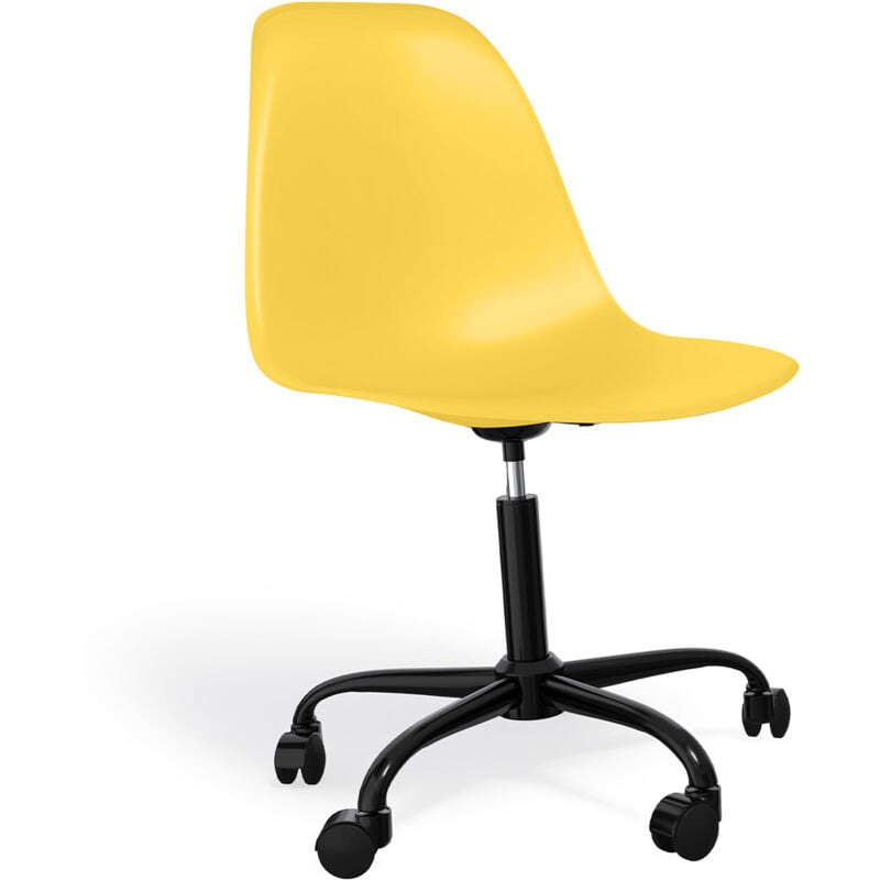 Office Chair with Armrests - Wheeled Desk Chair - Black Denisse Frame Yellow
