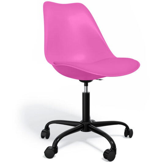 Office Chair with Wheels - Swivel Desk Chair - Tulip Black Frame Fuchsia