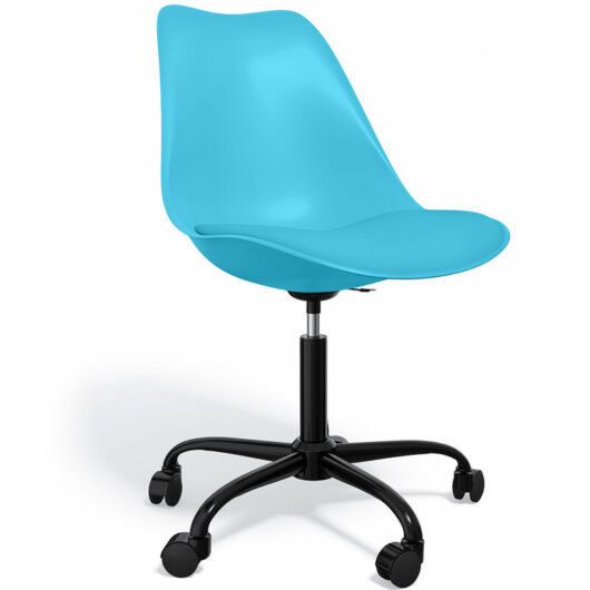 Office Chair with Wheels - Swivel Desk Chair - Tulip Black Frame Light blue