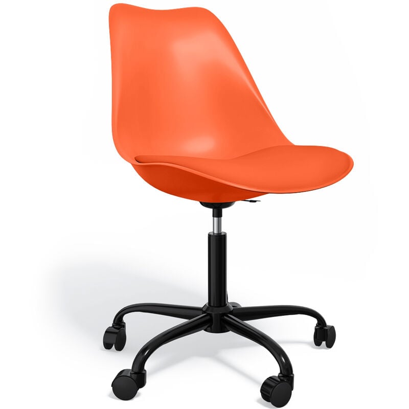 Office Chair with Wheels - Swivel Desk Chair - Tulip Black Frame Orange
