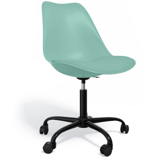 Office Chair with Wheels - Swivel Desk Chair - Tulip Black Frame Pastel green