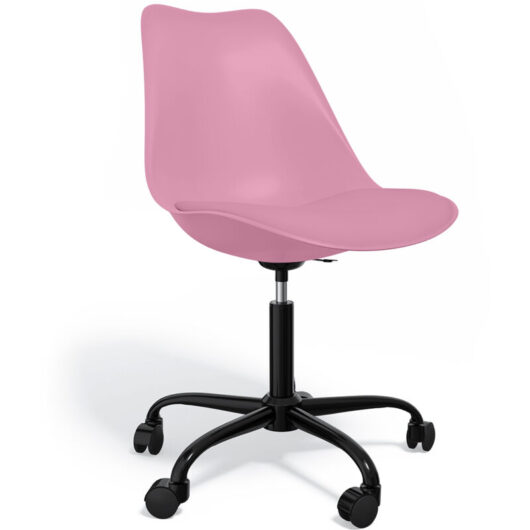 Office Chair with Wheels - Swivel Desk Chair - Tulip Black Frame Pastel pink