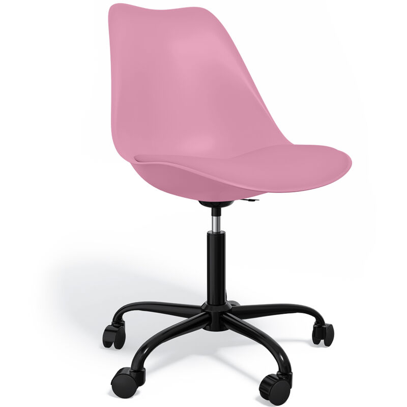 Office Chair with Wheels - Swivel Desk Chair - Tulip Black Frame Pastel pink