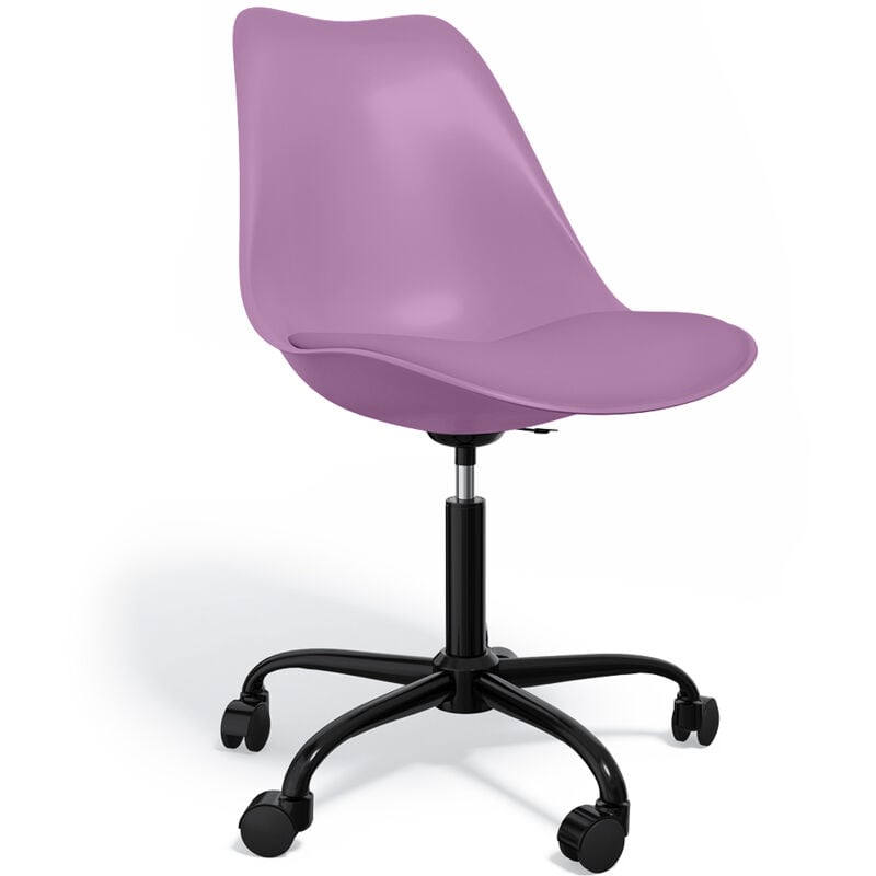 Office Chair with Wheels - Swivel Desk Chair - Tulip Black Frame Pastel purple