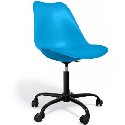 Office Chair with Wheels - Swivel Desk Chair - Tulip Black Frame Turquoise