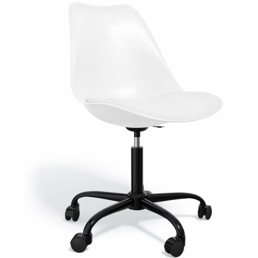Office Chair with Wheels - Swivel Desk Chair - Tulip Black Frame White