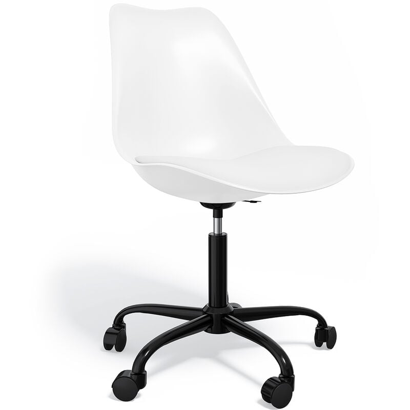 Office Chair with Wheels - Swivel Desk Chair - Tulip Black Frame White