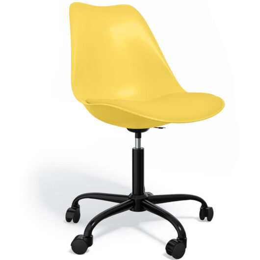 Office Chair with Wheels - Swivel Desk Chair - Tulip Black Frame Yellow