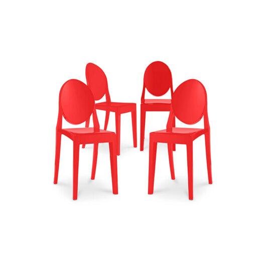 Pack of 4 Dining Chairs Transparent - Victoria Queen Red