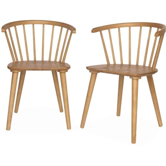 Pair of chairs in walnut wood and plywood, Paula, Natural, 51x53x75 cm