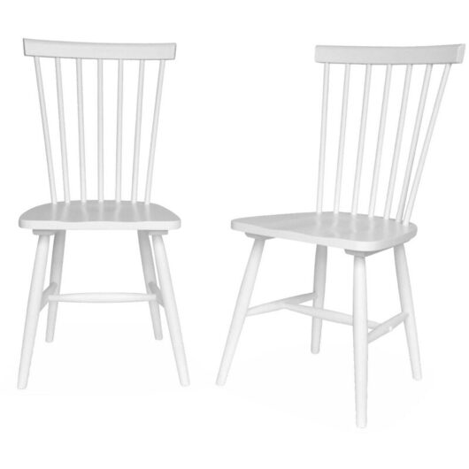 Pair of wooden dining chairs, Romie, White, 50.8x44.2x90 cm
