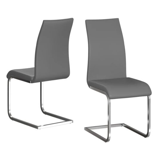 Paoli Grey Faux Leather Dining Chairs In Pair