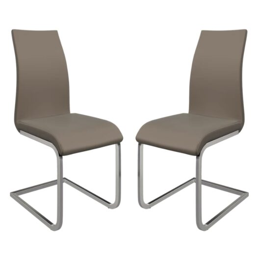 Paoli Taupe Faux Leather Dining Chairs In Pair